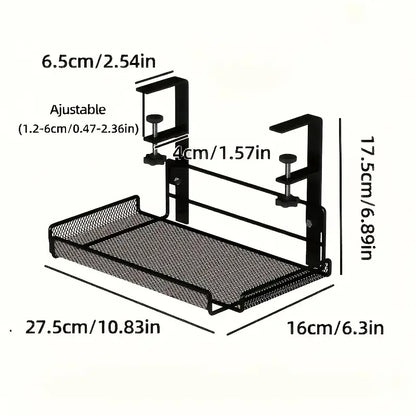 Under Desk Cable Management Tray with Storage Rack - Punch-Free, Suitable for Home Office Desktop Organization, Multi-Function