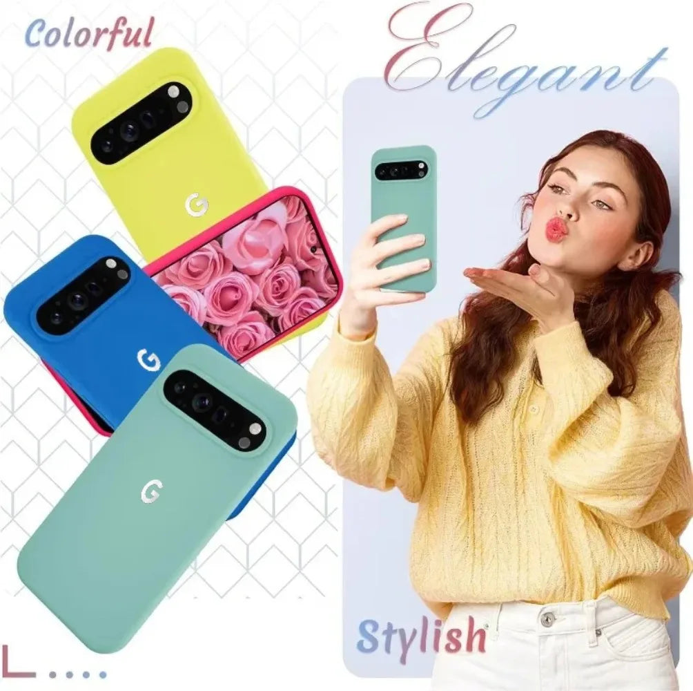 Matte Soft Liquid Silicone Slim Case for Google Pixel 8 9 10 11 Pro XL 6 7 8A 9A 10A 7A 6A Skin Feel Pure Color Ultra Thin Cover