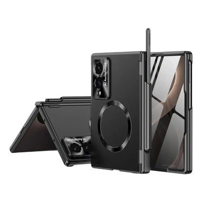 for Magsafe Magnetic Plating Hinge Protection Phone Case With Front Screen Tempered Film For Samsung Galaxy Z Fold 8 Ultra 7 6