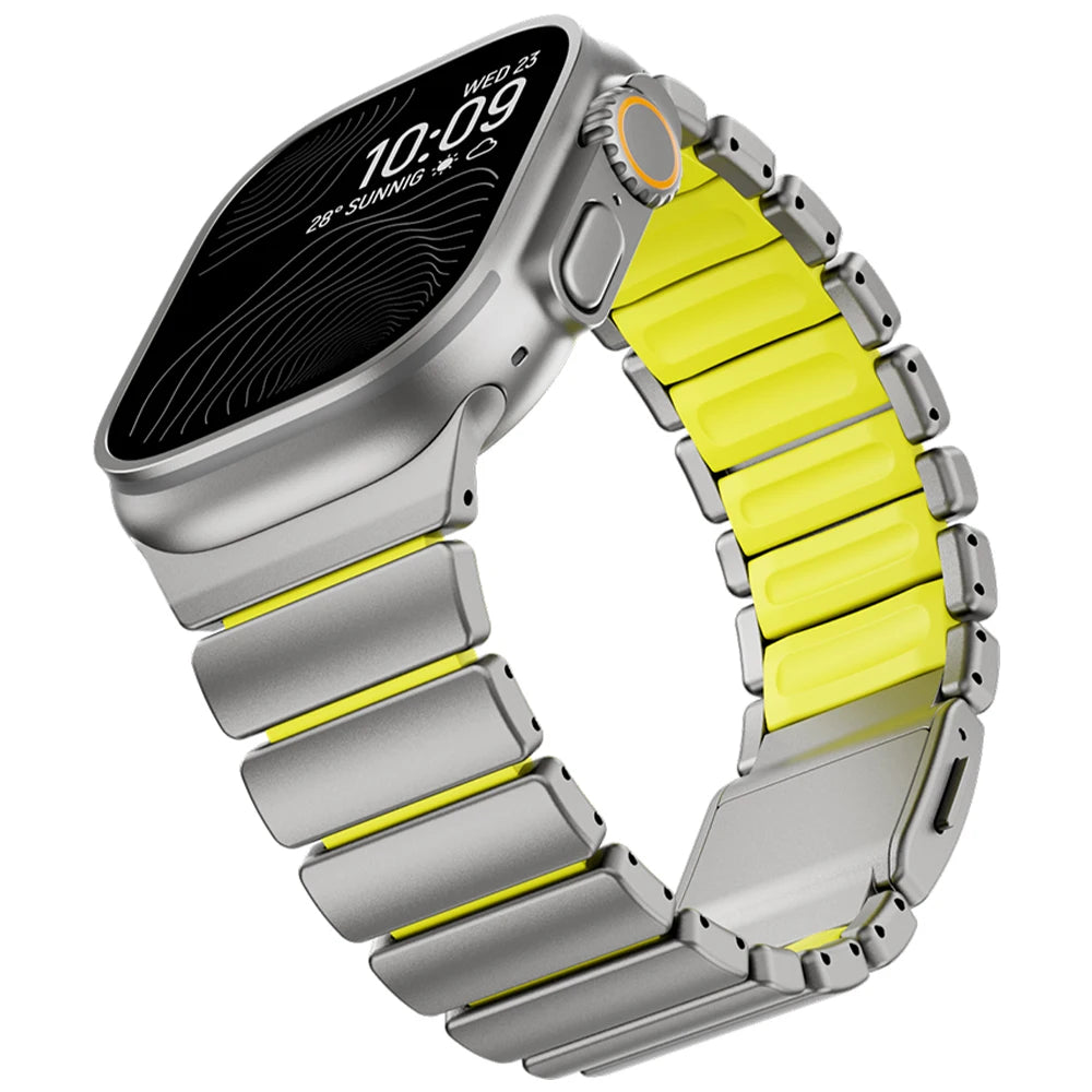 Stainless Steel+Silicone Magnetic Strap for Apple Watch Ultra 3/2 49mm Series 11 10 46mm Band for Iwatch 9 8 7 6 SE 5 45mm 44mm
