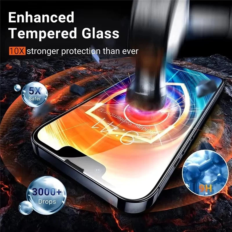 1-3Pcs Tempered Glass for iPhone 14 13 12 11 15 16 17 18 Pro Max Mini Screen Protectors for iPhone Air XR XS 7 8 Plus 16e Glass