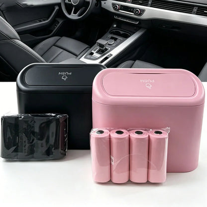 Car Trash Can, Mini Leakproof Trash Can for Car Desk, Thickened Garbage Bags Included, Portable Small Waste Bin for Vehicle